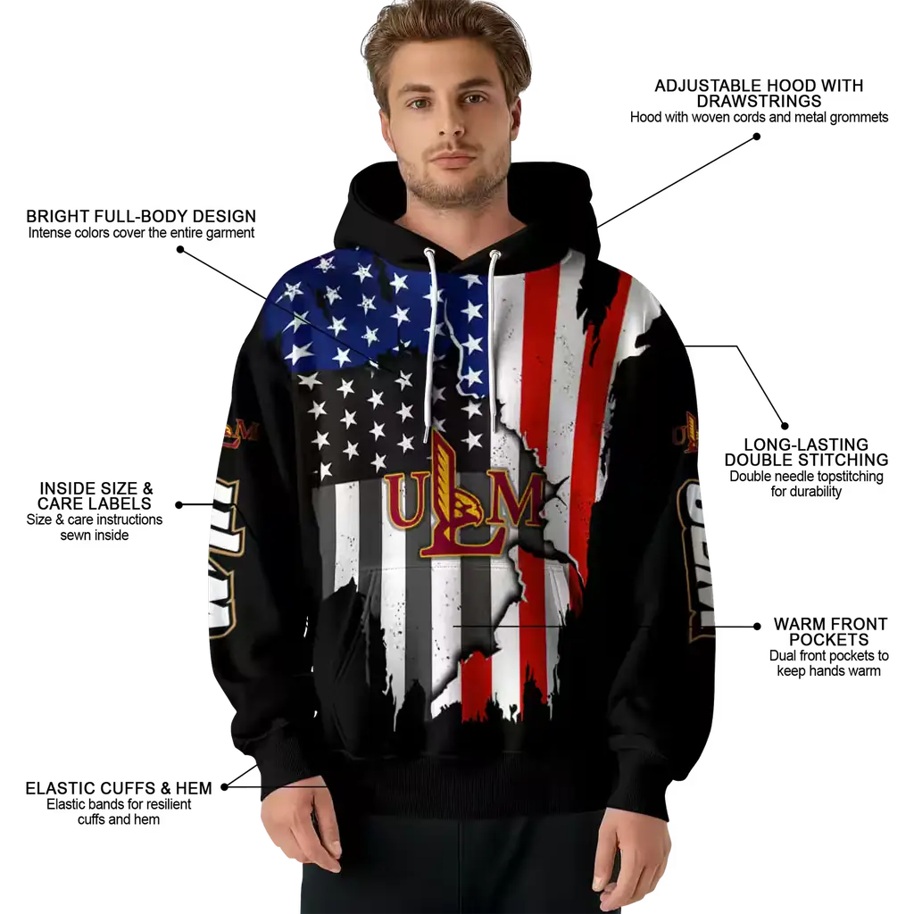 louisiana monroe warhawks american pride black hoodie latest model louisiana monroe warhawks american pride black hoodie latest model