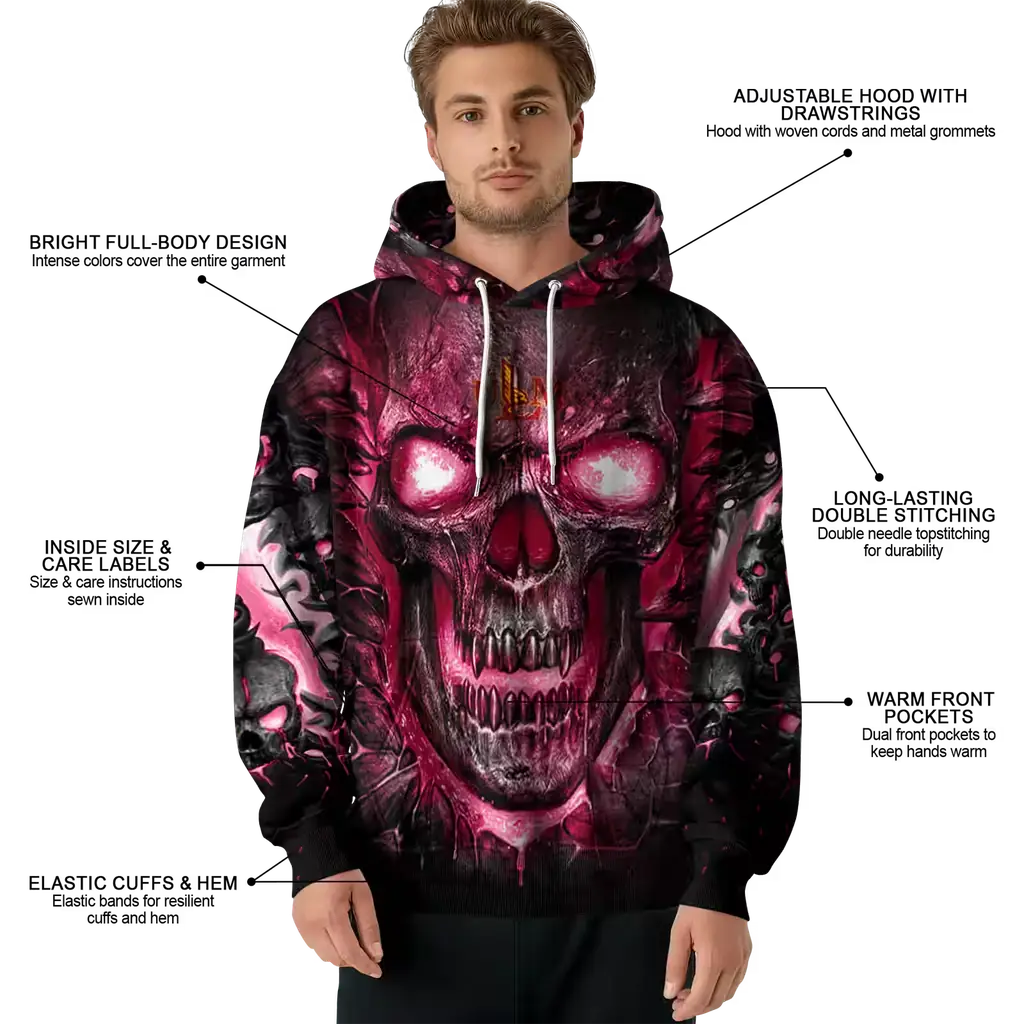 louisiana monroe warhawks demonic skull red black hoodie latest model louisiana monroe warhawks demonic skull red black hoodie latest model