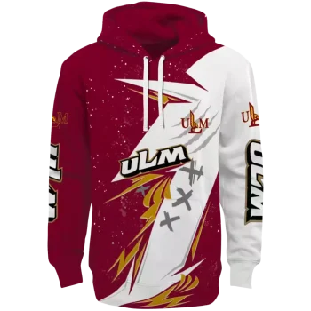 louisiana monroe warhawks dynamic slash red white hoodie best selling