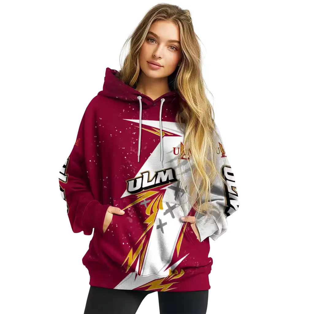 louisiana monroe warhawks dynamic slash red white hoodie high quality louisiana monroe warhawks dynamic slash red white hoodie high quality