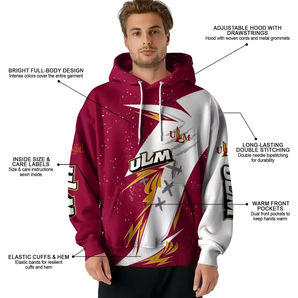 louisiana monroe warhawks dynamic slash red white hoodie latest model louisiana monroe warhawks dynamic slash red white hoodie latest model