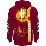 louisiana monroe warhawks football heartbeat red hoodie best selling