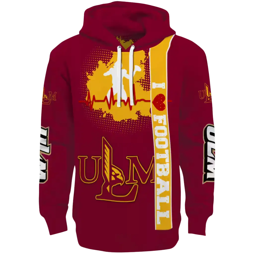 louisiana monroe warhawks football heartbeat red hoodie best selling louisiana monroe warhawks football heartbeat red hoodie best selling