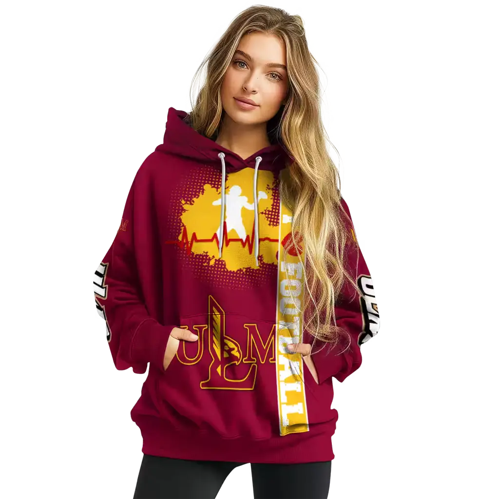 louisiana monroe warhawks football heartbeat red hoodie high quality louisiana monroe warhawks football heartbeat red hoodie high quality