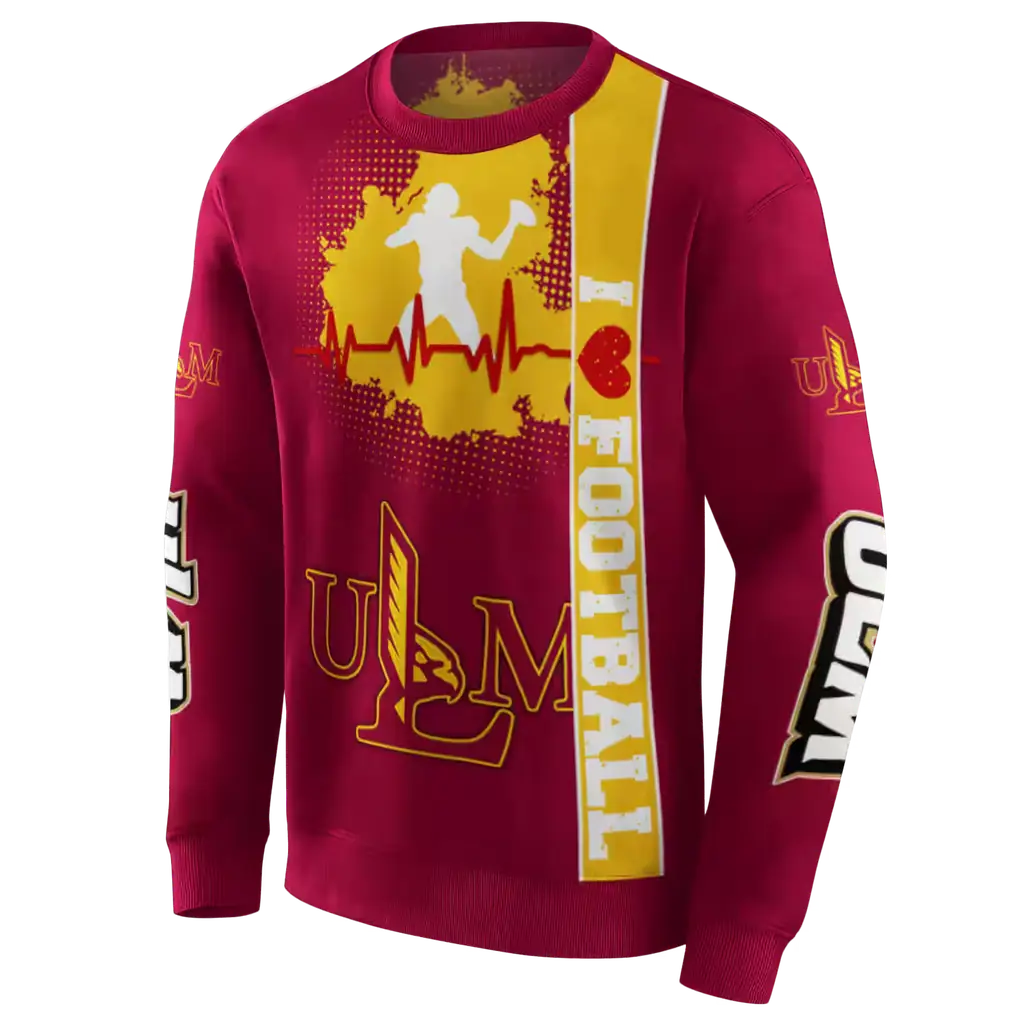 louisiana monroe warhawks football heartbeat red hoodie new arrival louisiana monroe warhawks football heartbeat red hoodie new arrival