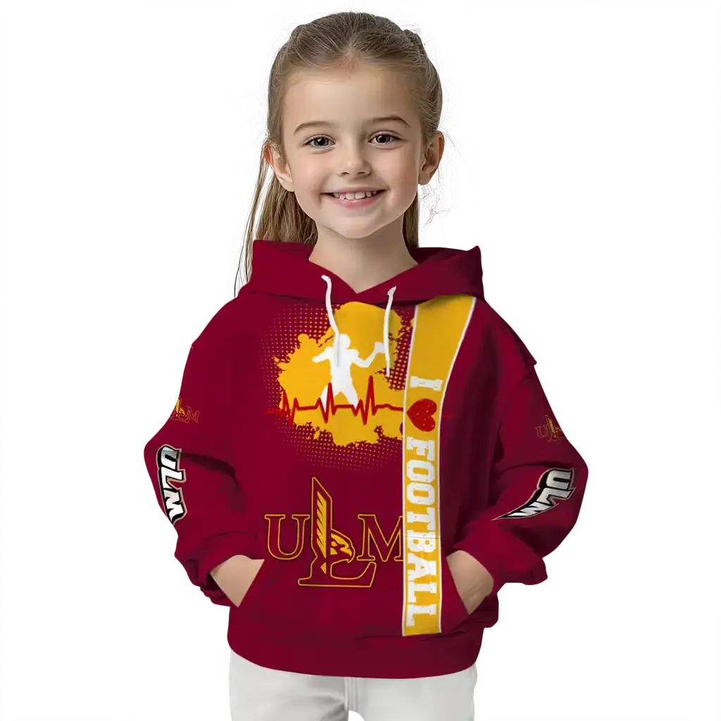 louisiana monroe warhawks football heartbeat red hoodie top rated louisiana monroe warhawks football heartbeat red hoodie top rated