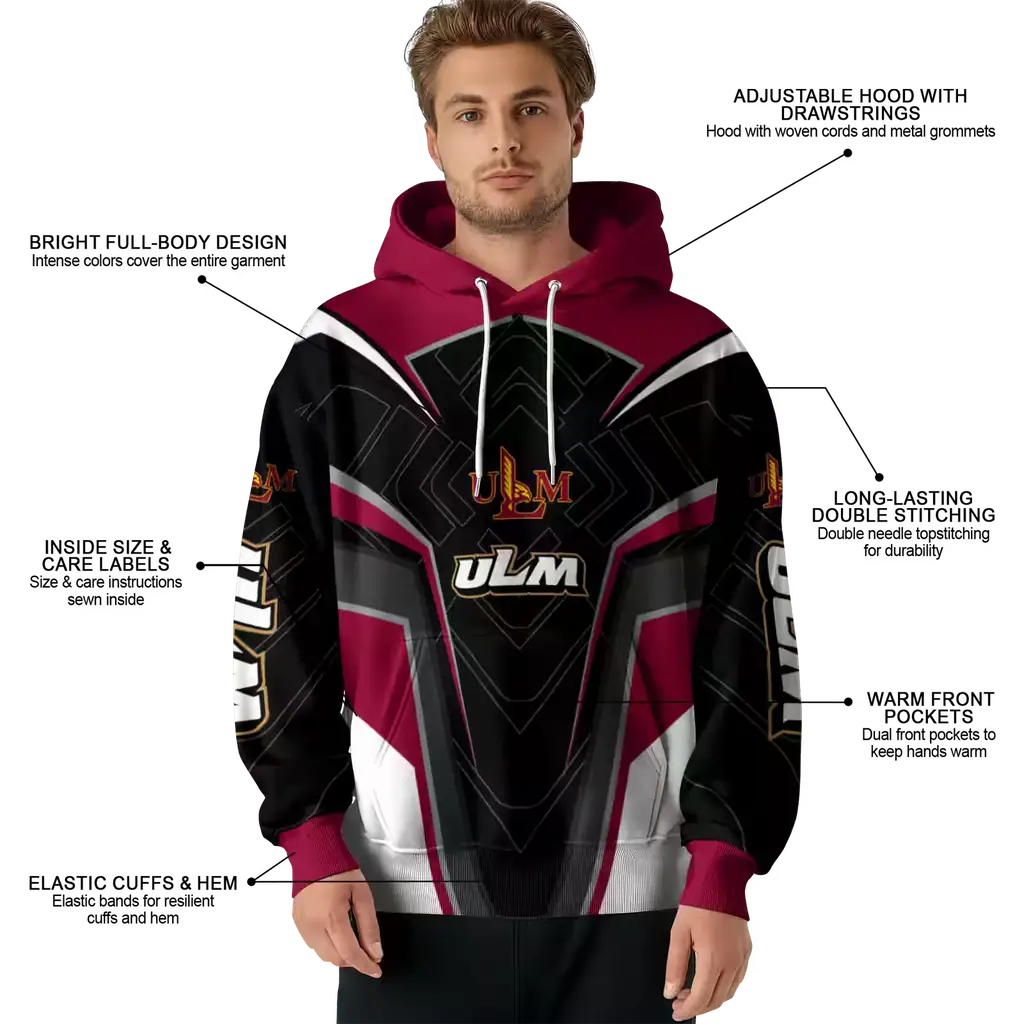 louisiana monroe warhawks futuristic pattern red black hoodie latest model louisiana monroe warhawks futuristic pattern red black hoodie latest model