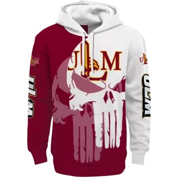 louisiana monroe warhawks graphic punisher red white hoodie best selling