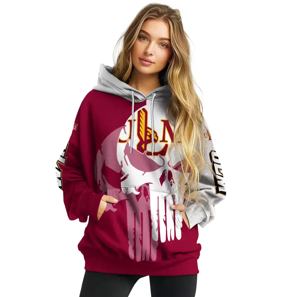 louisiana monroe warhawks graphic punisher red white hoodie high quality louisiana monroe warhawks graphic punisher red white hoodie high quality