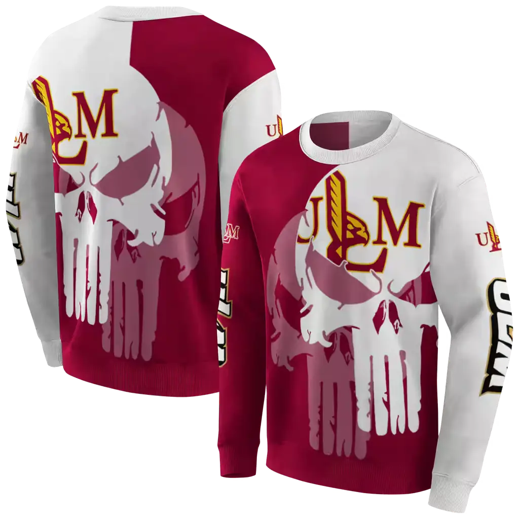 louisiana monroe warhawks graphic punisher red white hoodie premium grade louisiana monroe warhawks graphic punisher red white hoodie premium grade