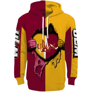louisiana monroe warhawks heartbeat graphic red hoodie best selling