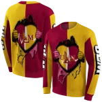 louisiana monroe warhawks heartbeat graphic red hoodie best selling