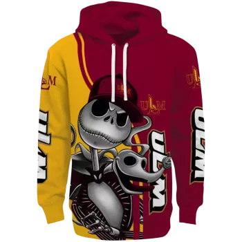 louisiana monroe warhawks jack skellington red hoodie best selling