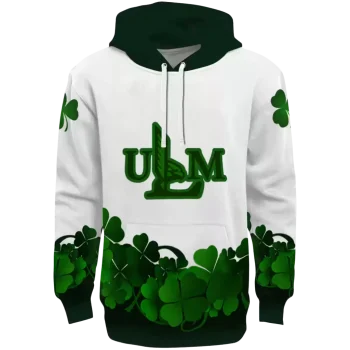 louisiana monroe warhawks lucky motif white green hoodie best selling
