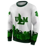 louisiana monroe warhawks lucky motif white green hoodie best selling