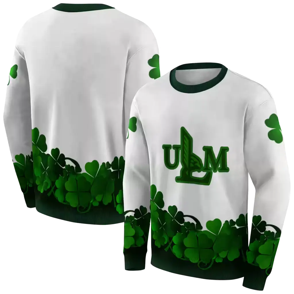 louisiana monroe warhawks lucky motif white green hoodie premium grade louisiana monroe warhawks lucky motif white green hoodie premium grade