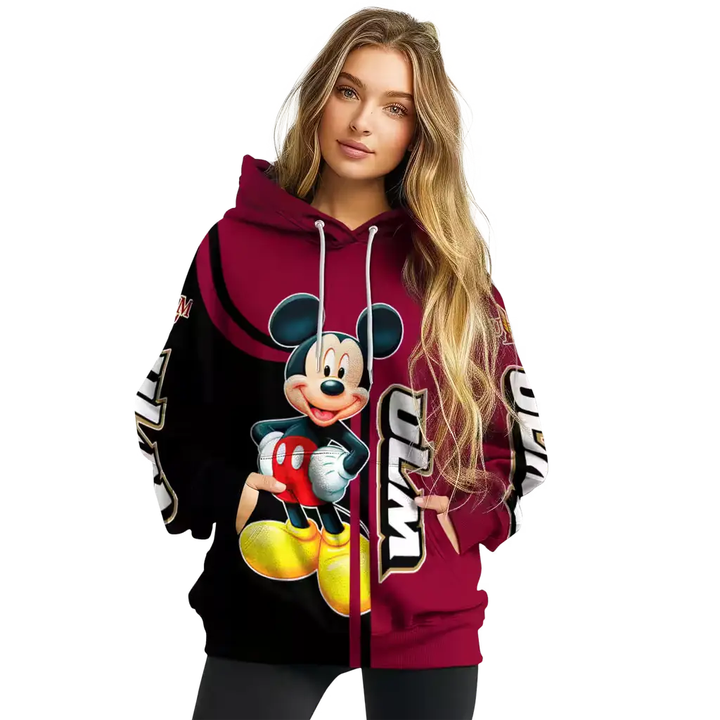 louisiana monroe warhawks mickey mouse red black hoodie high quality louisiana monroe warhawks mickey mouse red black hoodie high quality