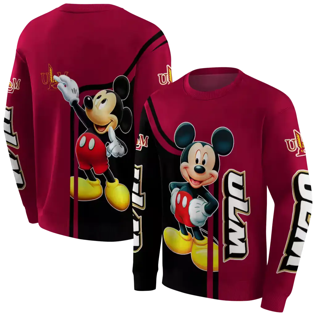louisiana monroe warhawks mickey mouse red black hoodie premium grade louisiana monroe warhawks mickey mouse red black hoodie premium grade