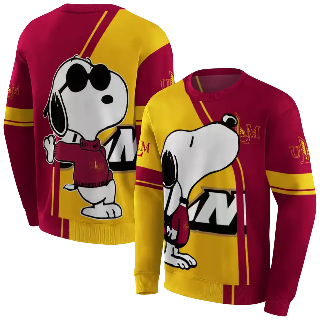 louisiana monroe warhawks playful snoopy red hoodie premium grade louisiana monroe warhawks playful snoopy red hoodie premium grade