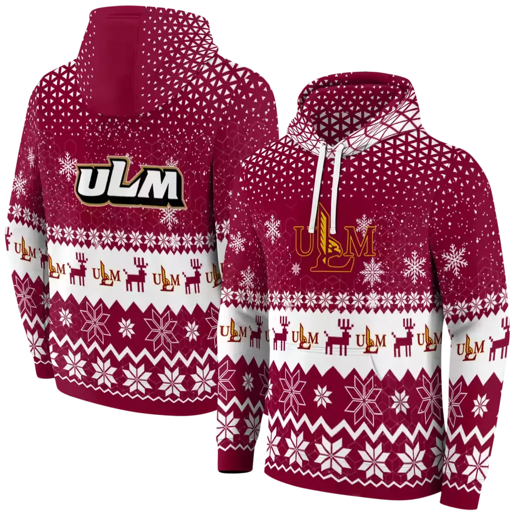 louisiana monroe warhawks reindeer motif red hoodie fashion forward louisiana monroe warhawks reindeer motif red hoodie fashion forward