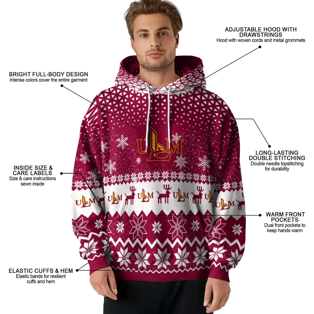 louisiana monroe warhawks reindeer motif red hoodie latest model louisiana monroe warhawks reindeer motif red hoodie latest model