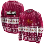 louisiana monroe warhawks reindeer motif red hoodie best selling