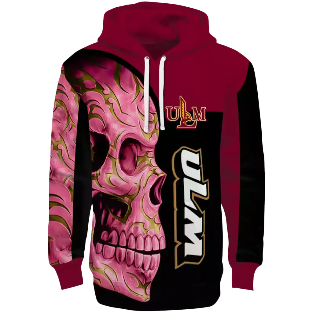 louisiana monroe warhawks skull motif red black hoodie best selling louisiana monroe warhawks skull motif red black hoodie best selling