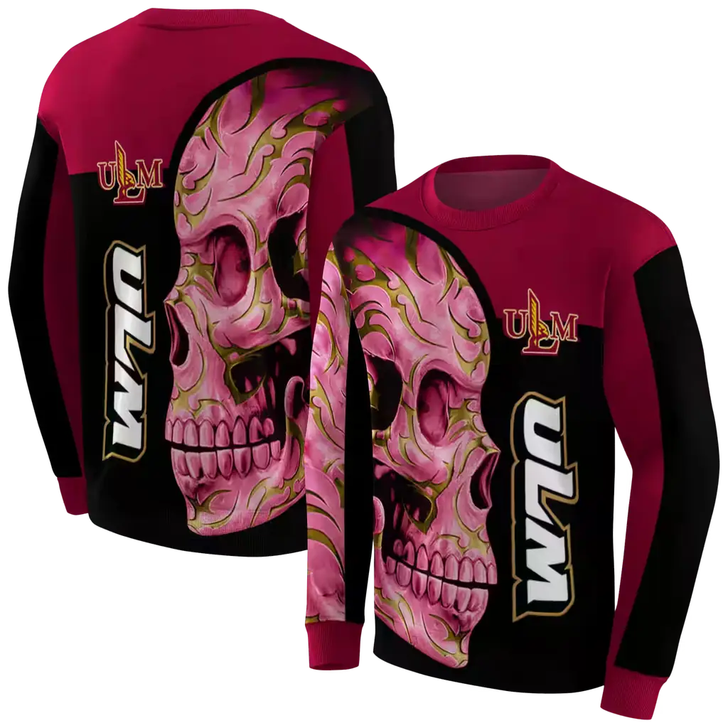 louisiana monroe warhawks skull motif red black hoodie premium grade louisiana monroe warhawks skull motif red black hoodie premium grade