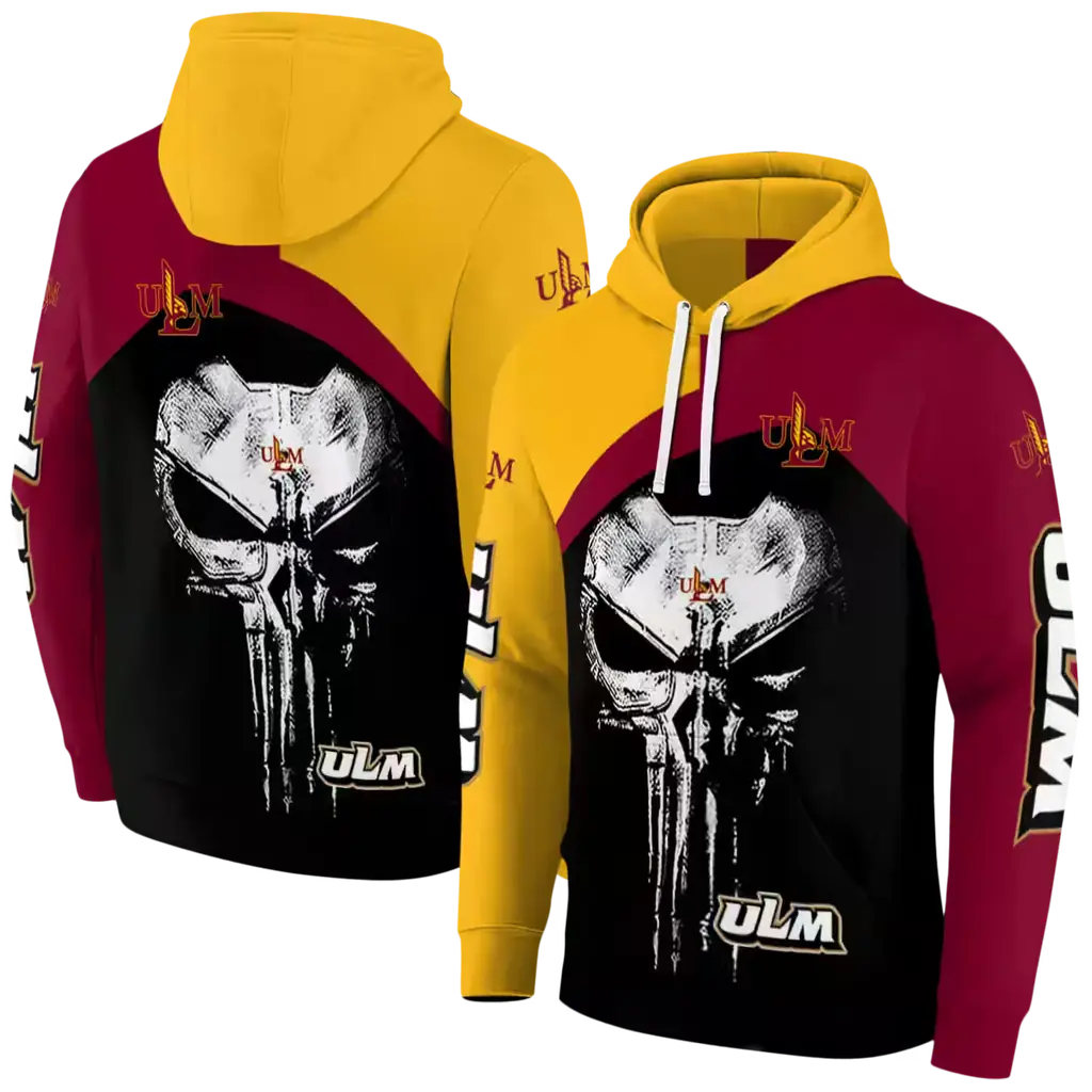 louisiana monroe warhawks skull punisher gold black hoodie fashion forward louisiana monroe warhawks skull punisher gold black hoodie fashion forward