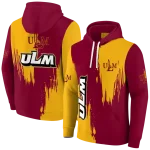 louisiana monroe warhawks splatter effect red hoodie best selling