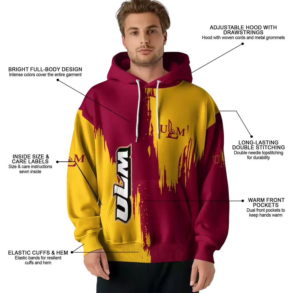 louisiana monroe warhawks splatter effect red hoodie latest model louisiana monroe warhawks splatter effect red hoodie latest model