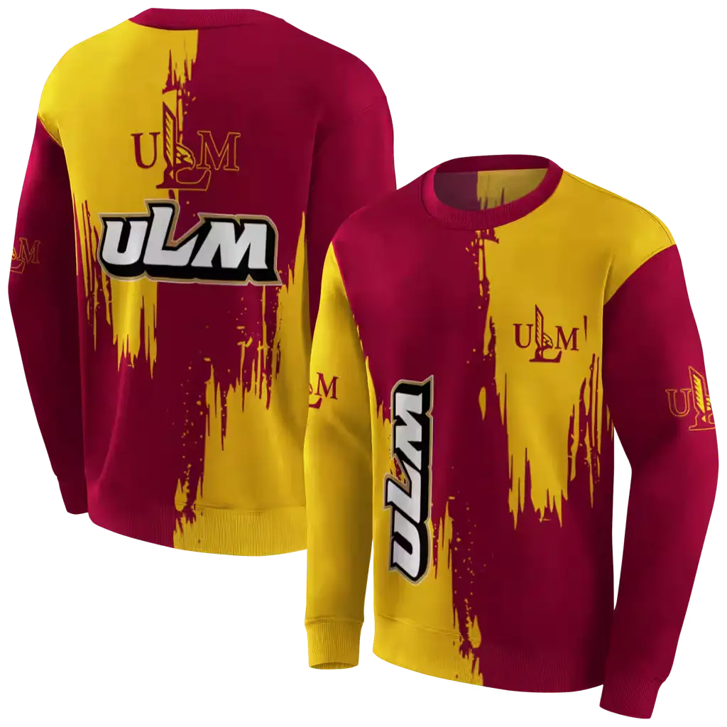 louisiana monroe warhawks splatter effect red hoodie premium grade louisiana monroe warhawks splatter effect red hoodie premium grade