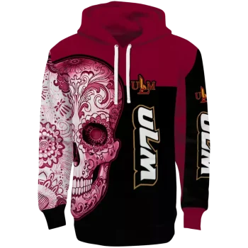 louisiana monroe warhawks sugar skull red black hoodie best selling