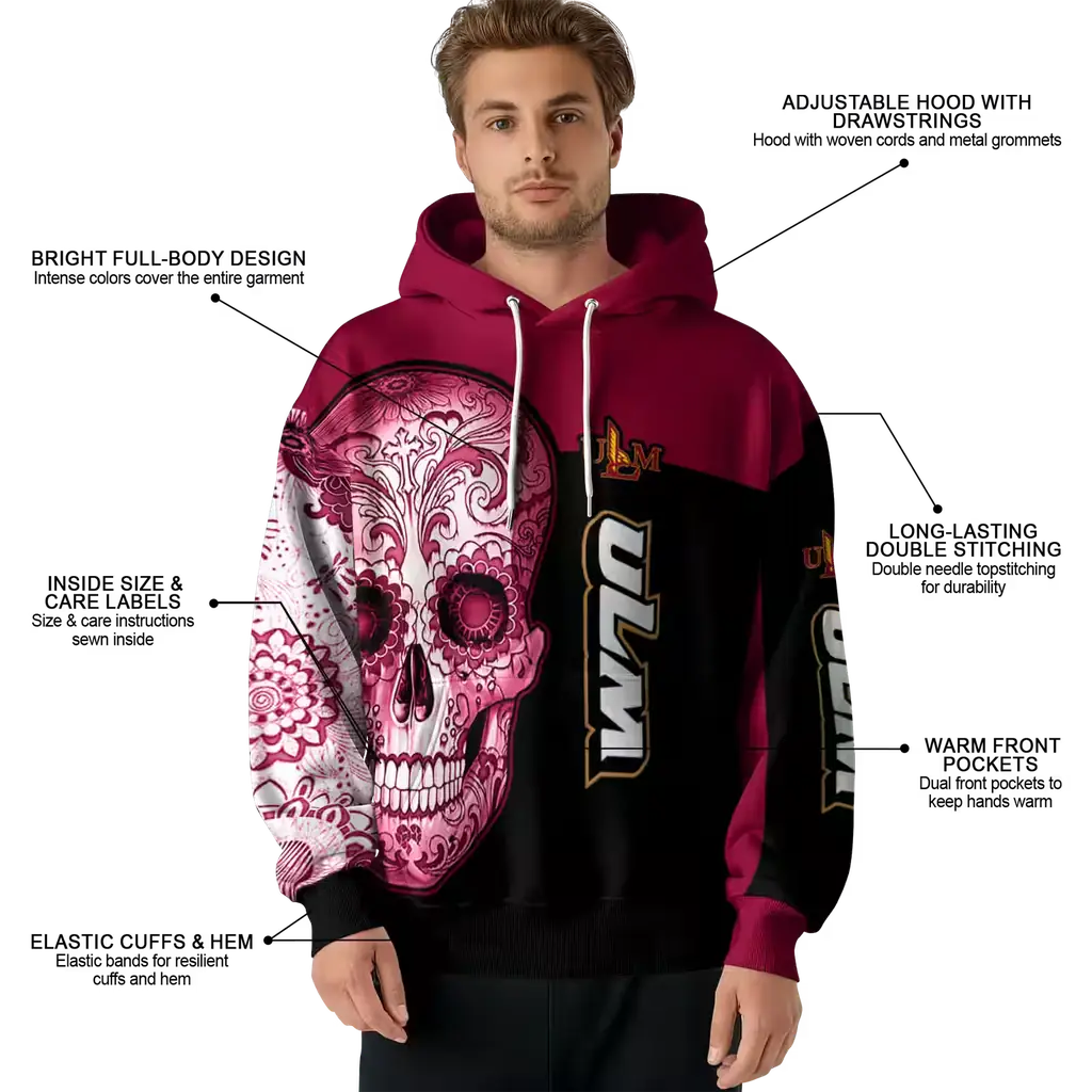 louisiana monroe warhawks sugar skull red black hoodie latest model louisiana monroe warhawks sugar skull red black hoodie latest model