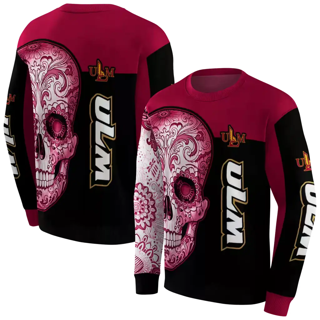 louisiana monroe warhawks sugar skull red black hoodie premium grade louisiana monroe warhawks sugar skull red black hoodie premium grade