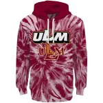 louisiana monroe warhawks tie dye pattern red hoodie best selling