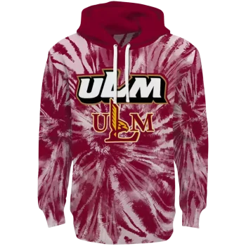 louisiana monroe warhawks tie dye pattern red hoodie best selling