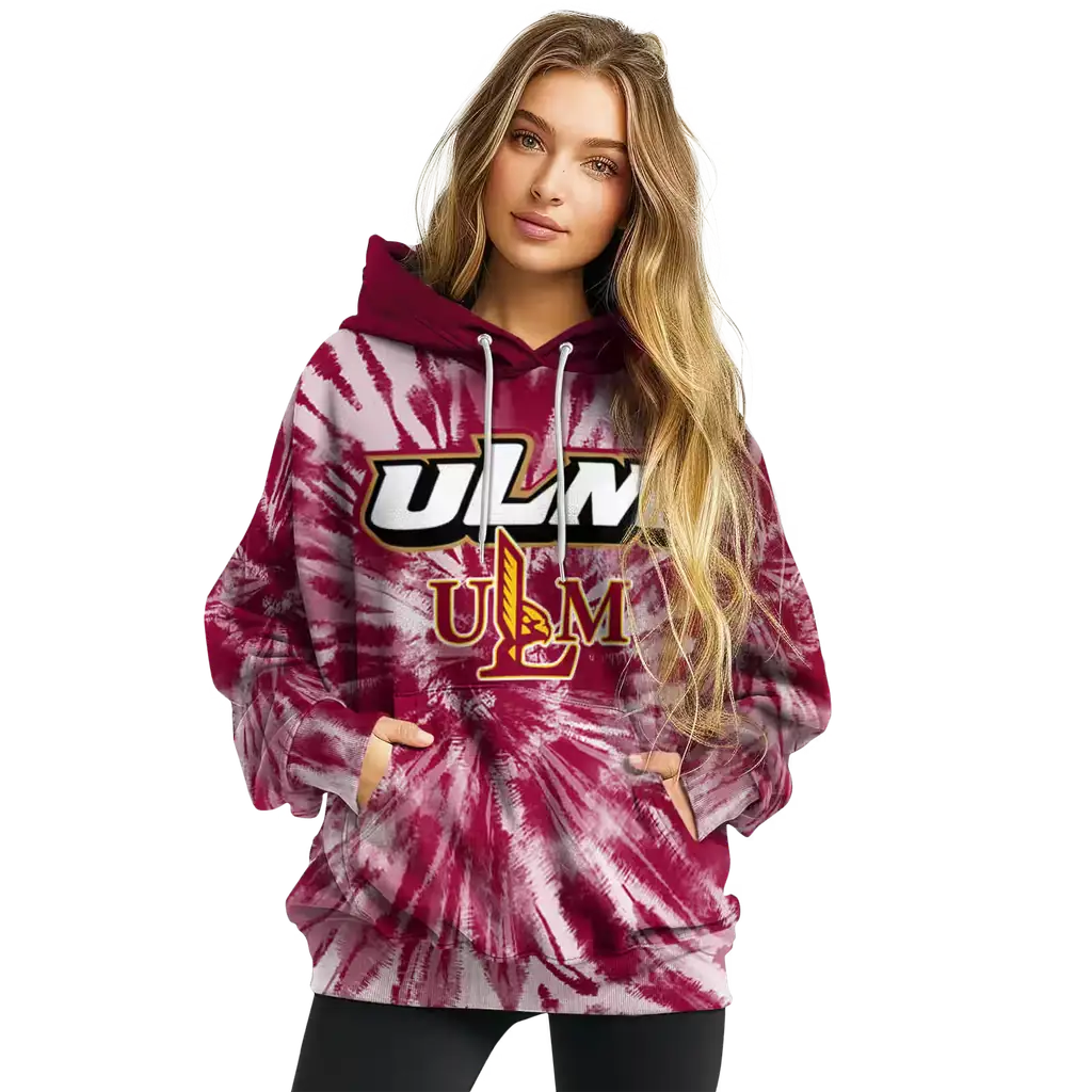 louisiana monroe warhawks tie dye pattern red hoodie high quality louisiana monroe warhawks tie dye pattern red hoodie high quality