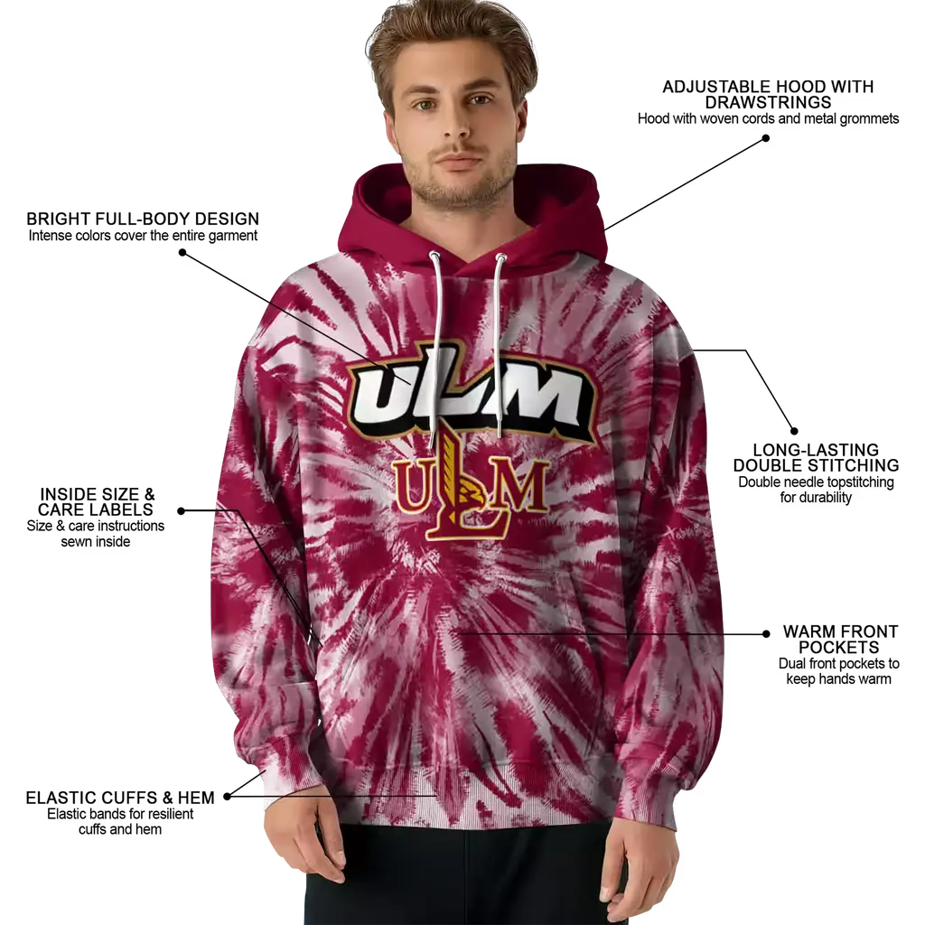 louisiana monroe warhawks tie dye pattern red hoodie latest model louisiana monroe warhawks tie dye pattern red hoodie latest model