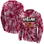 louisiana monroe warhawks tie dye pattern red hoodie best selling