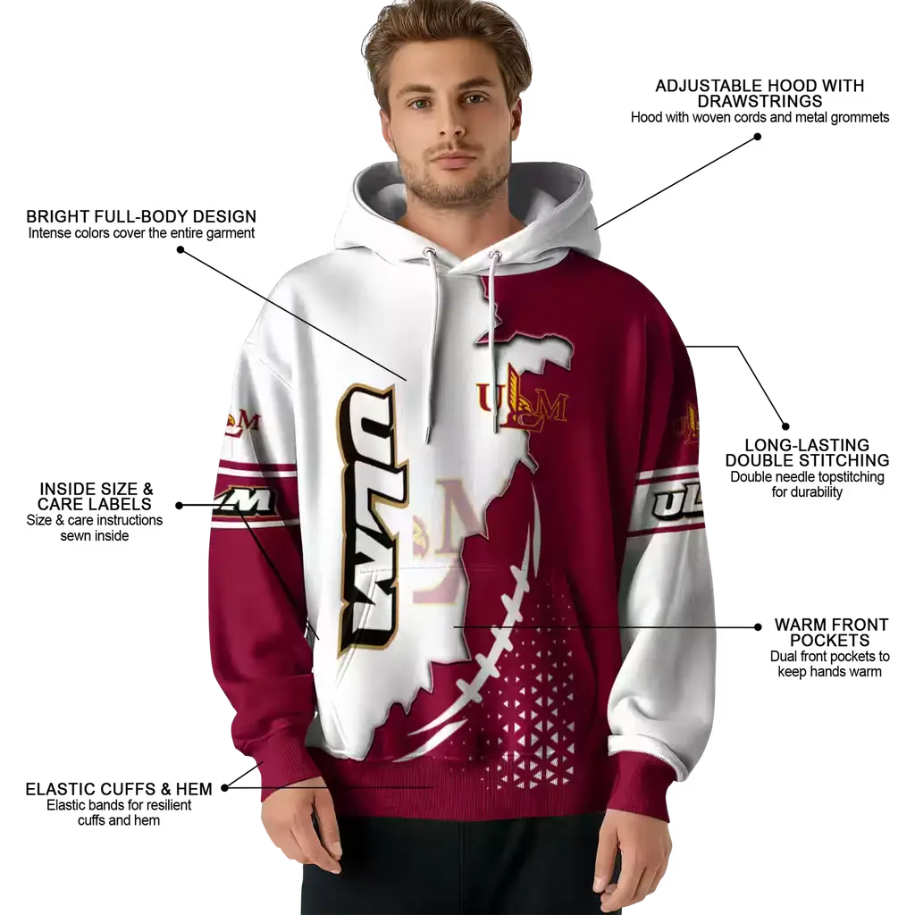 louisiana monroe warhawks triangular pattern red white hoodie latest model louisiana monroe warhawks triangular pattern red white hoodie latest model