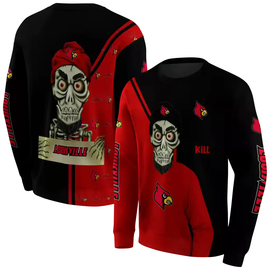 louisville cardinals achmed skull red hoodie premium grade louisville cardinals achmed skull red hoodie premium grade
