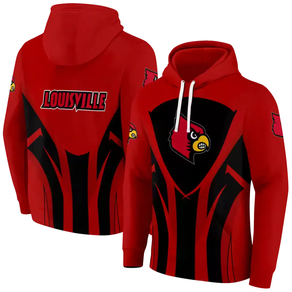 louisville cardinals concentric lines red black hoodie fashion forward louisville cardinals concentric lines red black hoodie fashion forward