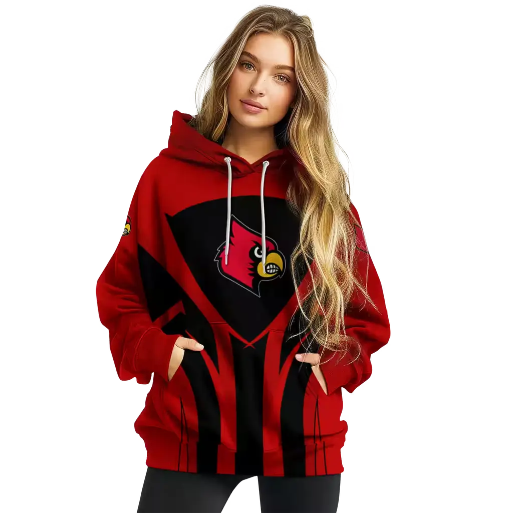 louisville cardinals concentric lines red black hoodie high quality louisville cardinals concentric lines red black hoodie high quality