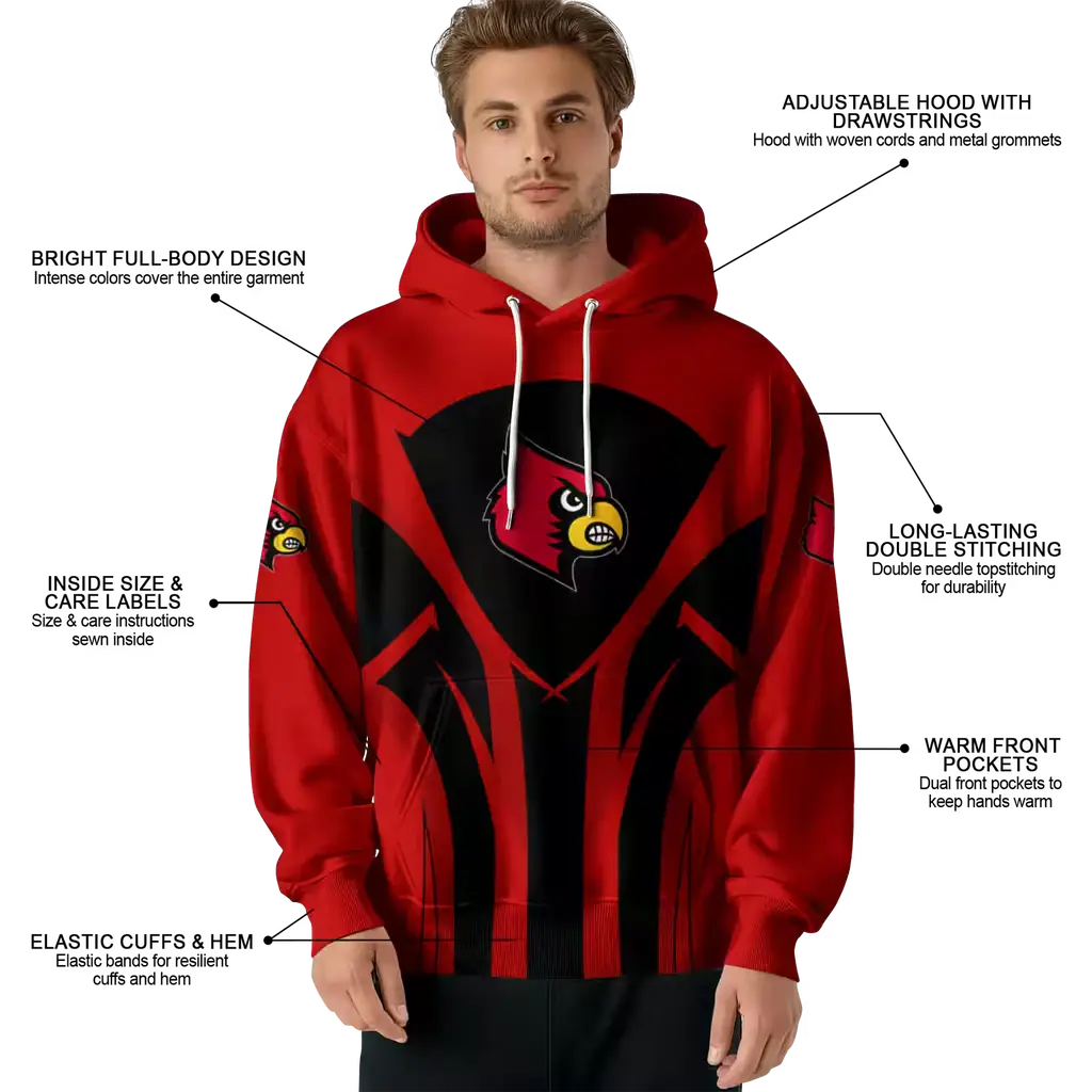 louisville cardinals concentric lines red black hoodie latest model louisville cardinals concentric lines red black hoodie latest model