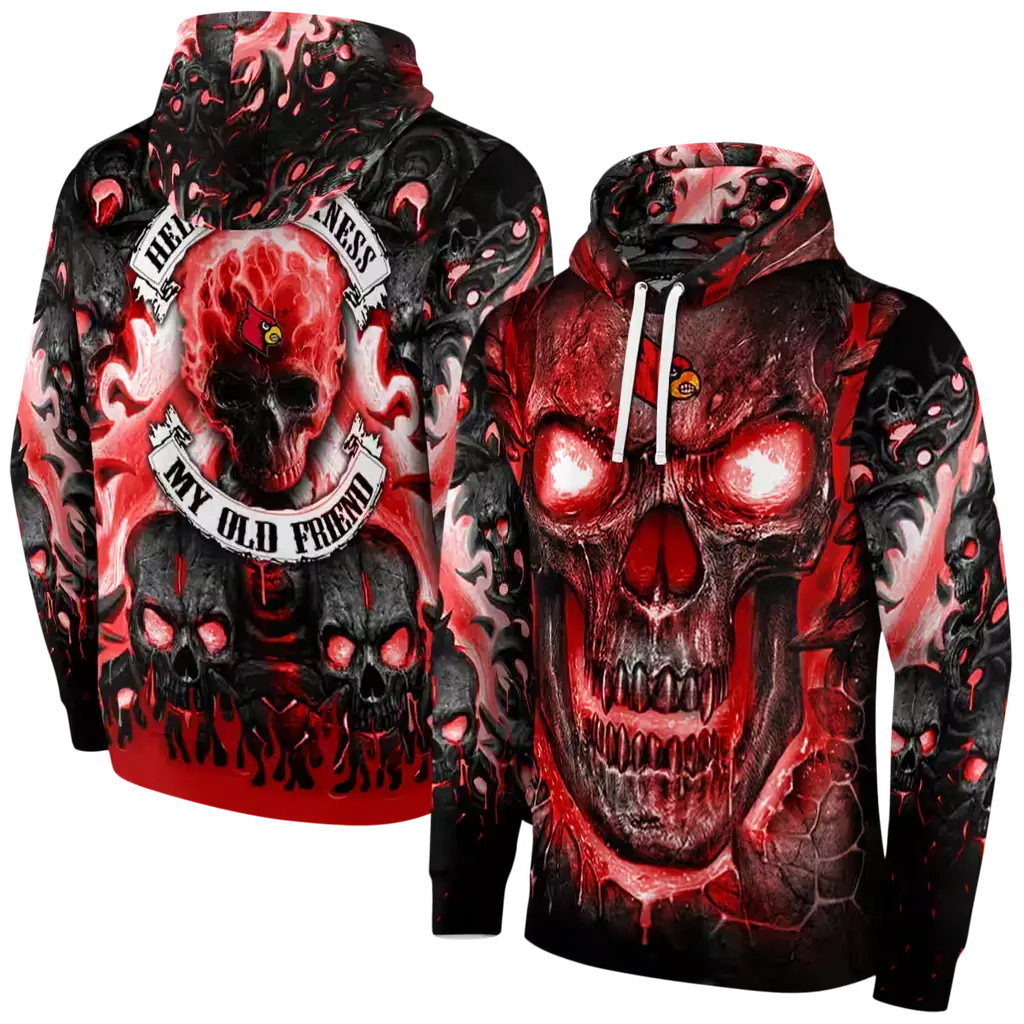 louisville cardinals demonic skull red black hoodie fashion forward louisville cardinals demonic skull red black hoodie fashion forward