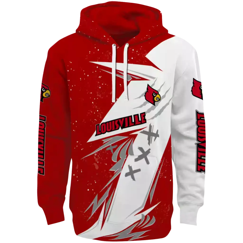 louisville cardinals dynamic slash red white hoodie best selling louisville cardinals dynamic slash red white hoodie best selling