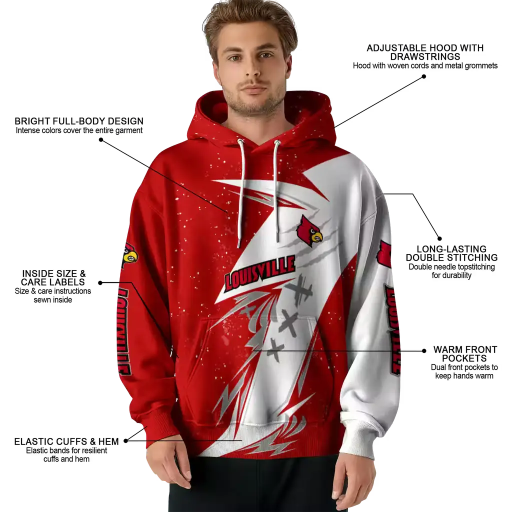 louisville cardinals dynamic slash red white hoodie latest model louisville cardinals dynamic slash red white hoodie latest model
