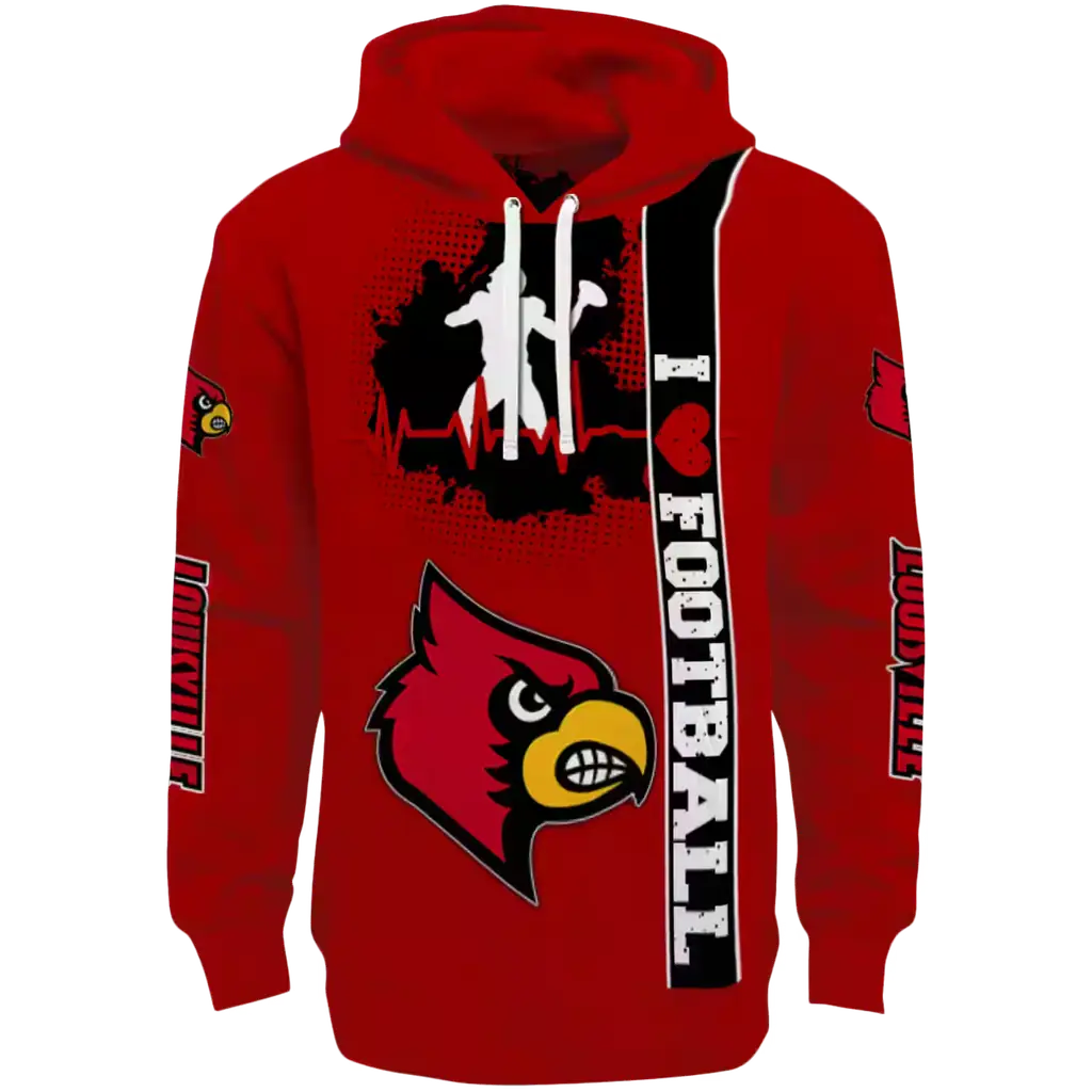 louisville cardinals football heartbeat red hoodie best selling louisville cardinals football heartbeat red hoodie best selling