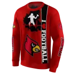 louisville cardinals football heartbeat red hoodie best selling